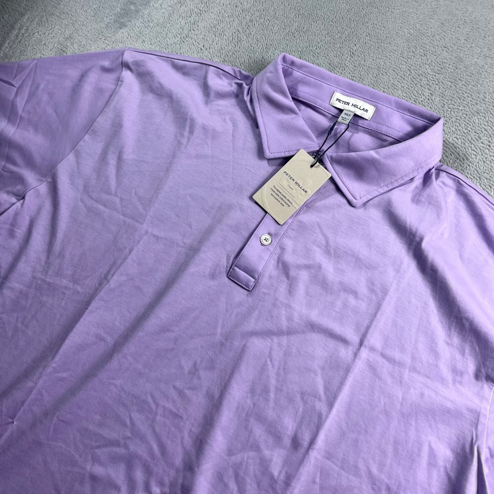 Peter Millar Crown Polo Shirt Mens XLT Purple Short Sleeve MS23K50BT New